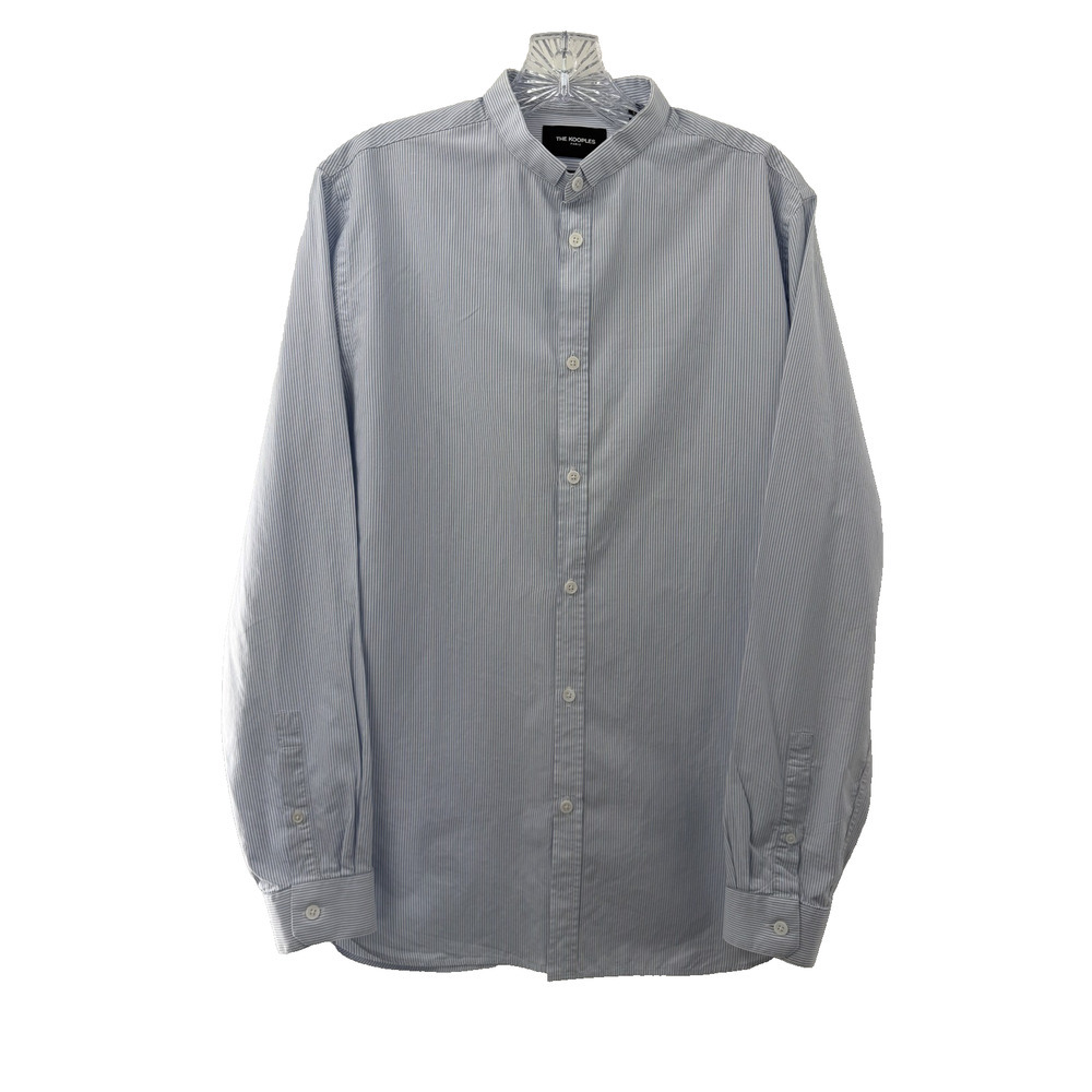 The Kooples Men's  Blue White Striped Collared Cotton Button Down Shirt Size S